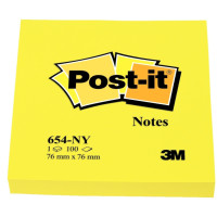 Paquet 6 blocs 100 feuilles Post-It 76x76 mm jaune 