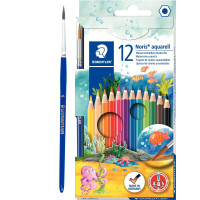 Etui de 12 crayons de couleur Noris Club aquarell assorties + 1 pinceau gratuit 