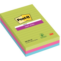 Paquet de 3 blocs Notes Super Sticky de 90 feuilles lignées, format 101 x 152 mm 