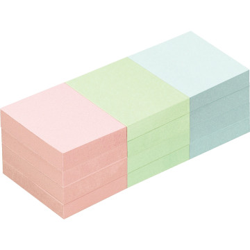 Lot de 12 blocs de notes repositionnables de 100 feuilles 40 x 50 mm couleurs pastels assorties