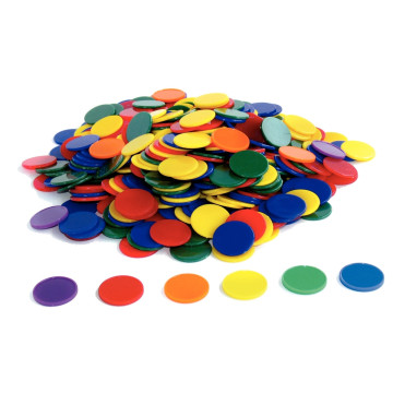 Sachet de 500 jetons en plastique opaque diamètre 25mm