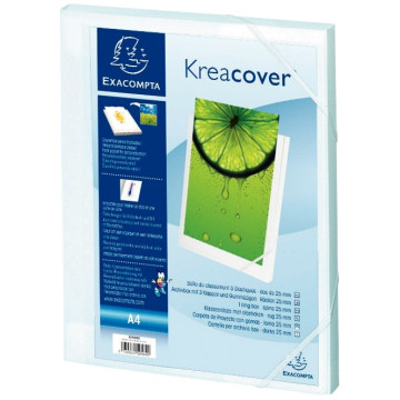 Boite de classement personnalisable KREACOVER en polypropylène 7/10ème dos 25 mm format 24x32 cm BLANC