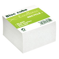 Bloc cube recyclé blanc d'environ 800 feuilles encollées, dimensions : 9 x 9 x 9 cm 