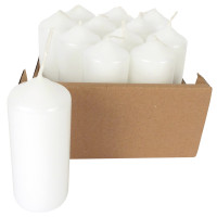 Lot de 12 bougies blanches, hauteur 10 cm, diamètre 4 cm 