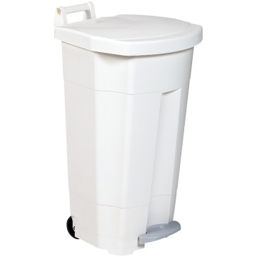 Poubelle BOOGY mobile à pédale plastique 90L blanche