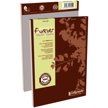 Bloc de bureau FOREVER papier recyclé 70g, 100 feuilles format A5, quadrillé 5x5