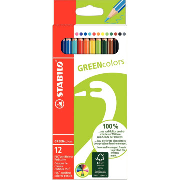 Etui de 12 crayons de couleur Greencolors  assortis