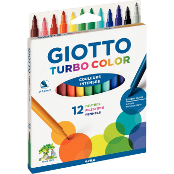 Etui de 12 feutres pointe moyenne Turbo color assortis