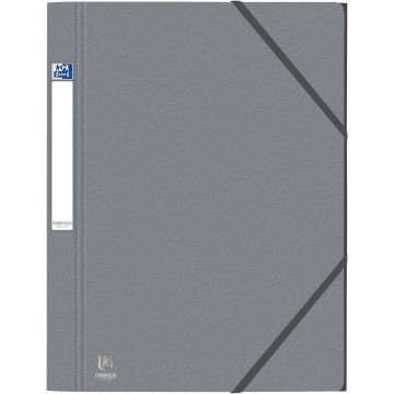 Chemise 3 rabats à élastiques EUROFOLIO Prestige en carte grainée 7/10ème format 24x32 cm gris