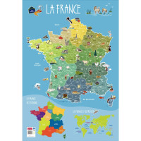 Poster Pédagogique en PVC 76x52cm - Thème La France 