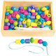 Boite de 130 grosses perles en bois coloris pastel 