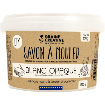 Pot de 500 grammes de savon à mouler blanc opaque