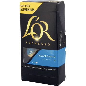 Boite 10 capsules or Nespresso décafeiné