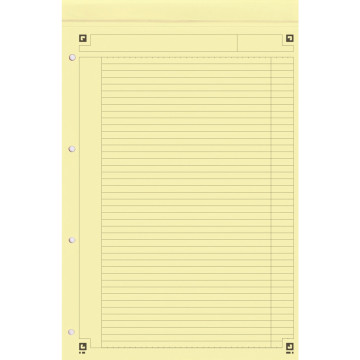 Bloc NOTEPAD 80 feuilles perforées 4 trous détachables 21x32 cm papier 80g jaune ligné 6 mm