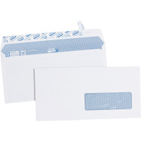 Boîte de 500 enveloppes blanches DL 110x220 90g/m² fenêtre 35x100 bande de protection 