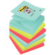 Lot de 6 blocs de 90 feuilles Z-Notes Super Sticky post-it, 76x76 mm, couleurs Miami : bleu océan, vert néon et coquelicot 