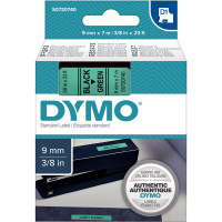 Ruban cassette Dymo 9 mm x 7 m noir et vert 