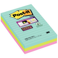 Paquet de 3 blocs Notes Super Sticky de 90 feuilles lignées, format 101 x 152 mm, Miami 