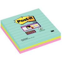 Paquet de 3 blocs Notes Super Sticky de 70 feuilles lignées, format 101 x 101 mm, couleurs Miami 