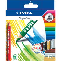 Etui carton de 12 crayons Triple One 6,25mm assorties 