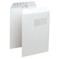 Boîte de 250 pochettes vélin blanc C4 229x324 90g/m² fenêtre 50x110 bande de protection 