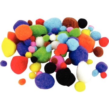 Sachet de 300 pompons tailles et couleurs assorties