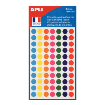 Etui de 385 pastilles de couleur diamètre 8mm coloris assortis