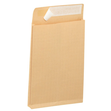 Paquet de 50 pochettes kraft armé brun 3 soufflets 260x330 130g/m² bande de protection