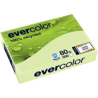 Ramette de 500 feuilles de papier recyclé 80g de format A4 vert clair EVERCOLOR 