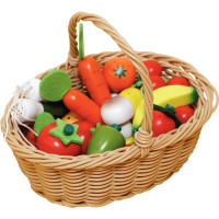 Panier de 24 fruits et légumes en bois 