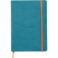 Carnet RHODIARAMA format A5 160 pages, ligné, couverture souple en simili cuir, bleu turquoise 