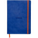 Carnet RHODIARAMA format A5 160 pages, ligné, couverture souple en simili cuir, bleu saphir