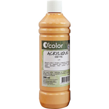 Flacon de 500 ml de peinture acrylique, coloris métallique or