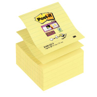 Lot de 5 blocs de 90 feuilles z-notes repositionnable super sticky 101 x 101 mm, jaune lignées 