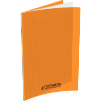 Piqûre 96 pages 24x32 cm, seyès 90g couverture polypropylène orange 