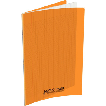 Piqûre 96 pages 24x32 cm, seyès 90g couverture polypropylène orange