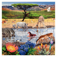 Puzzle de 81 pièces en bois, la savane africaine 