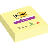 Paquet de 3 blocs notes Super Sticky jaune lignées 70 feuilles, format : 101 x 101 mm 