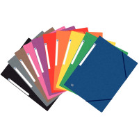 Paquet de 10 chemises 3 rabats à élastiques TOP FILE+ en carte lustrée 4/10e 390g, coloris assortis 