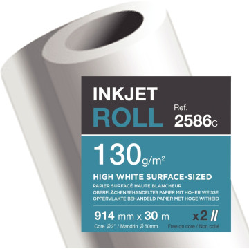 Lot de 2 rouleaux de papier 0.914x30m 120g jet d'encre