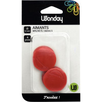 Blister de 4 punaises magnétiques, diamètre 32 mm rouge 