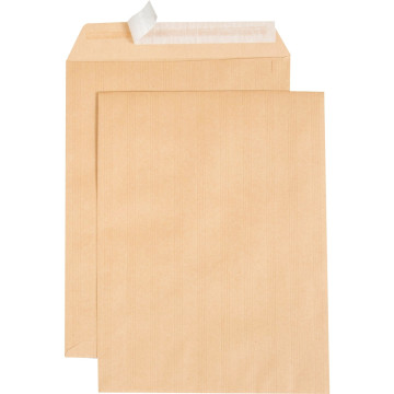 Boite de 250 pochettes Kraft 120g format 250x353 mm bande siliconnée