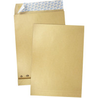 Paquet de 250 pochettes kraft brun 3 soufflets 260x330 120g/m² bande de protection 