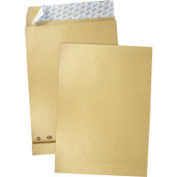 Paquet de 250 pochettes kraft brun 3 soufflets 280x365 120g/m² bande de protection 