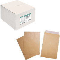 Boîte de 500 pochettes Kraft 90 g 17,6x25 cm. Auto adhésive avec bande de protection enlevable 