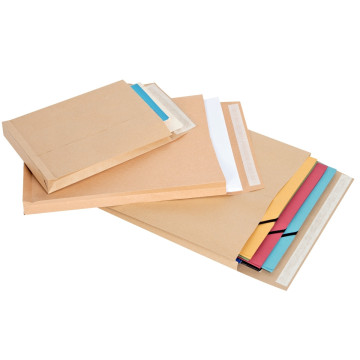 Paquet de 50 pochettes kraft à 3 soufflets 260x330 120g/m² bande de protection