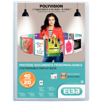 Protège-documents personnalisable POLYVISION 40 vues, pour format A4 21x29,7 cm, incolore 