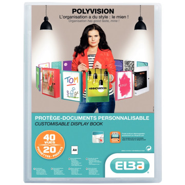 Protège-documents personnalisable POLYVISION 40 vues, pour format A4 21x29,7 cm, incolore