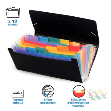 Trieur chèque extensible Rainbow Class, 12 compartiments