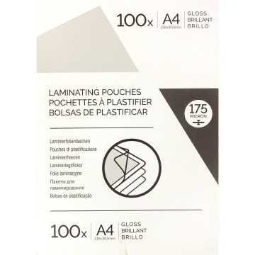 Boite de 100 pochettes à plastifier format 216x303mm pour document A4 ép 175µ